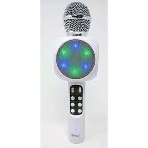 Simply Tech Bluetooth Karaoke Microphone White LED Lights Built-in Speaker-Works